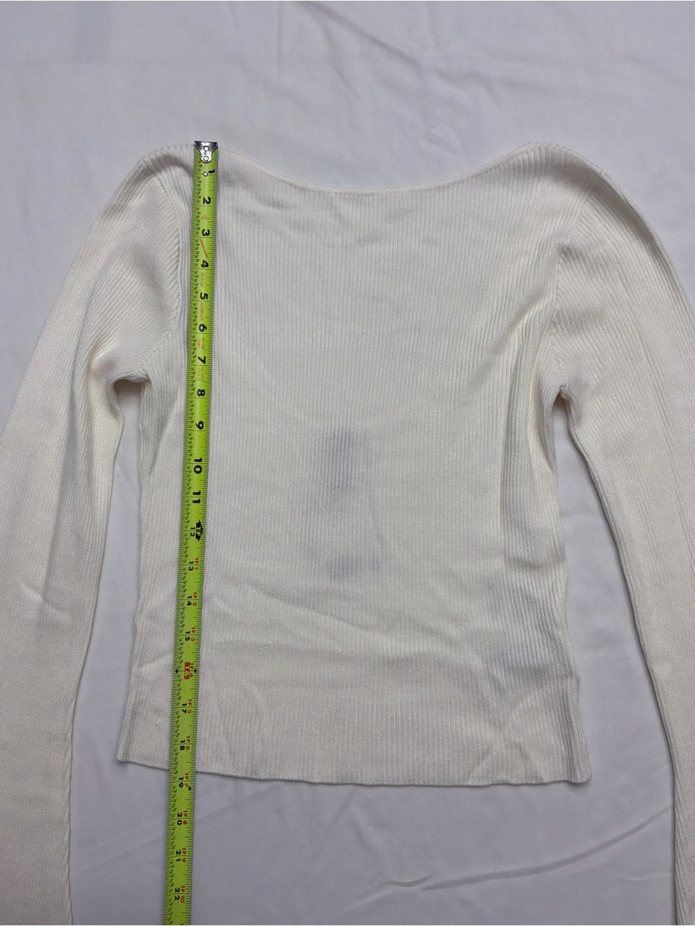 Divided Off-Shoulder Cream Ribbed Knit Sweater - Picture 4 of 11